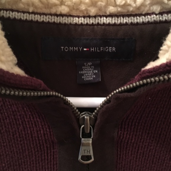 Tommy Hilfiger Mens Quarter Zip Red Pullover Sz S - Picture 4 of 8